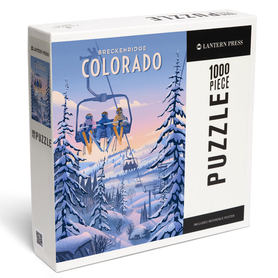 Breckenridge, Colorado, Chill on the Uphill, Ski Lift, Jigsaw Puzzle Puzzle Lantern Press 