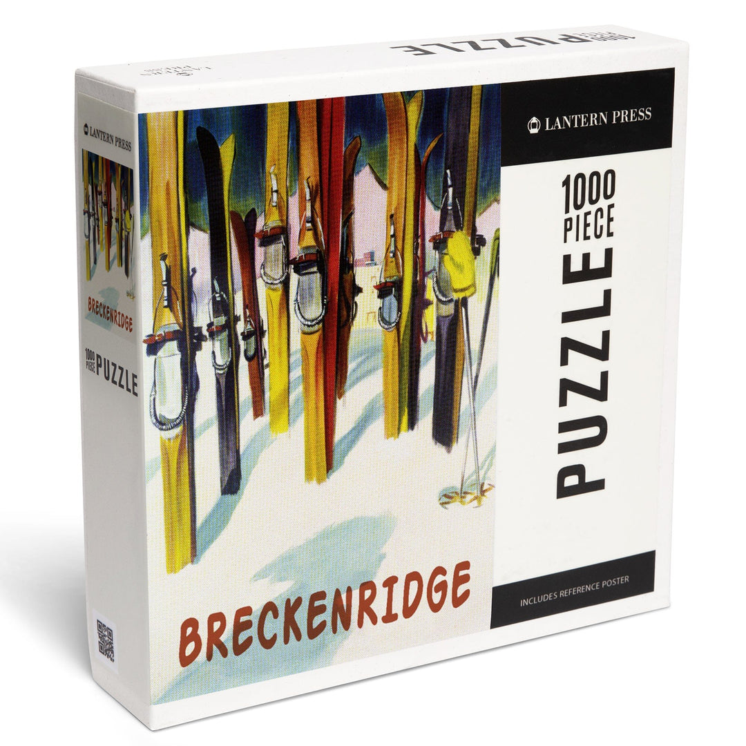 Breckenridge, Colorado, Colorful Skis, Jigsaw Puzzle Puzzle Lantern Press 