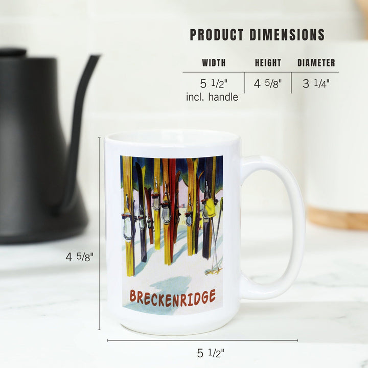Breckenridge, Colorado, Colorful Skis, Lantern Press Artwork, Ceramic Mug Mugs Lantern Press 