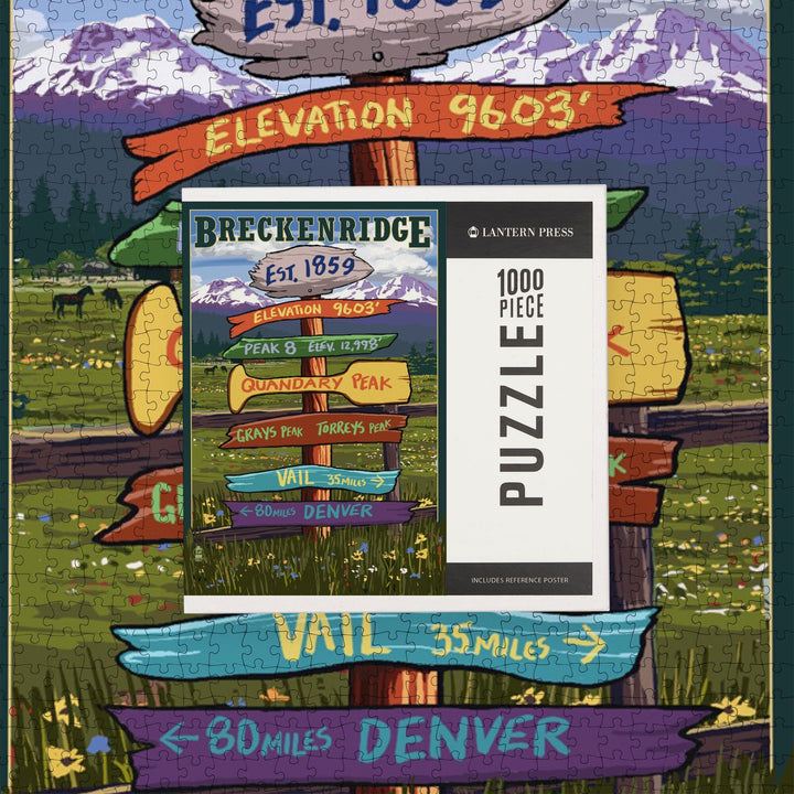 Breckenridge, Colorado, Destination Signpost, Jigsaw Puzzle Puzzle Lantern Press 