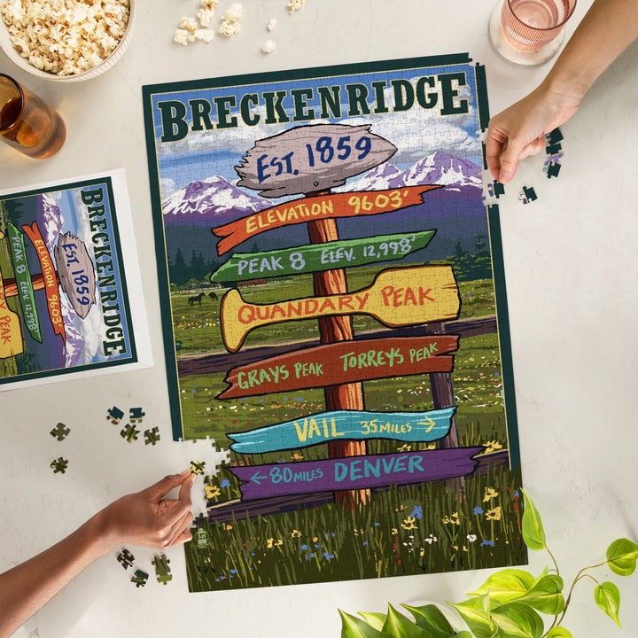Breckenridge, Colorado, Destination Signpost, Jigsaw Puzzle Puzzle Lantern Press 