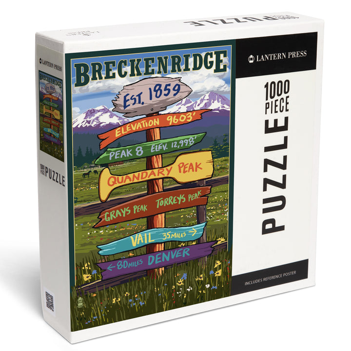 Breckenridge, Colorado, Destination Signpost, Jigsaw Puzzle Puzzle Lantern Press 