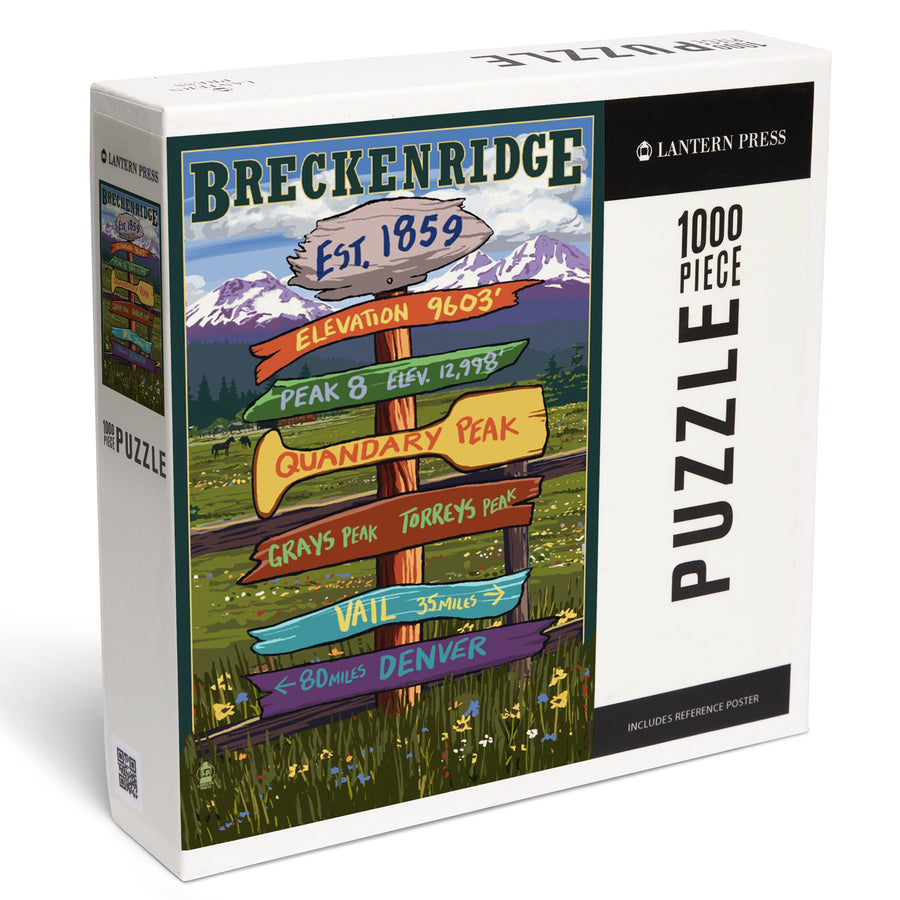 Breckenridge, Colorado, Destination Signpost, Jigsaw Puzzle Puzzle Lantern Press 