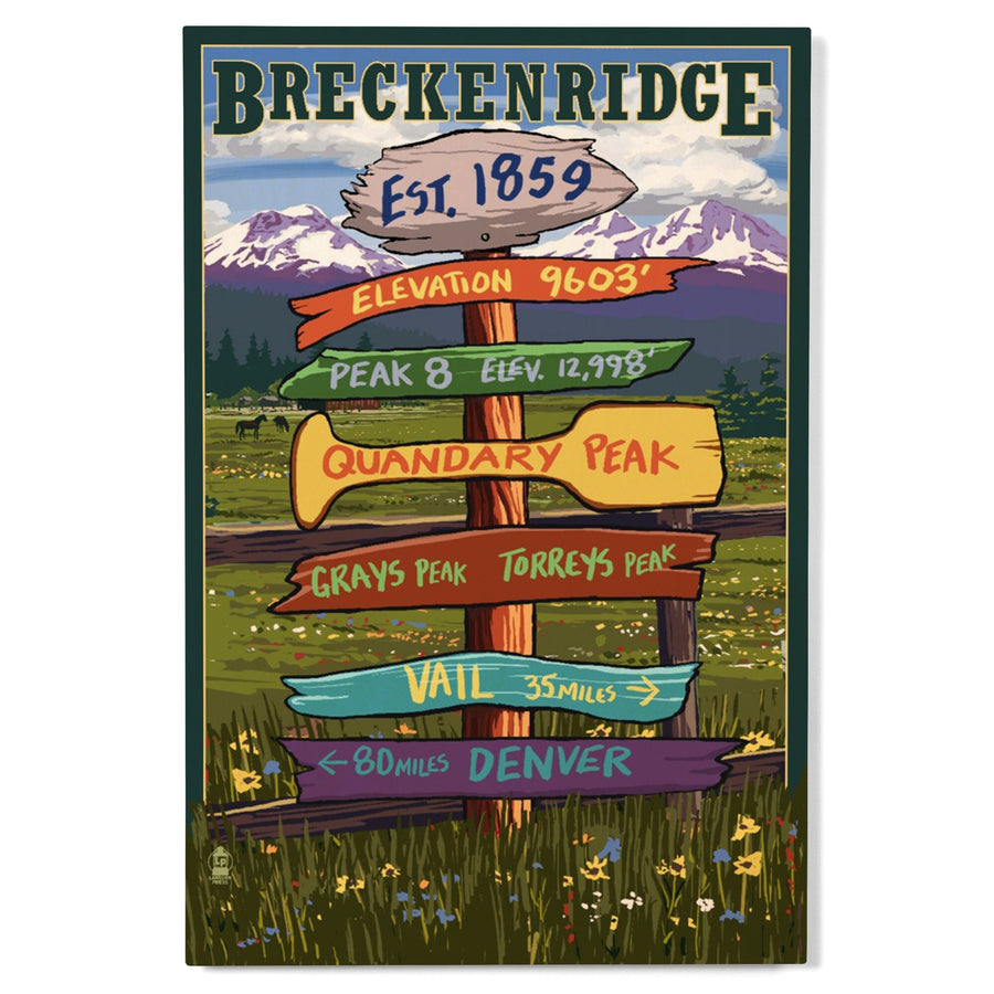Breckenridge, Colorado, Destination Signpost, Lantern Press Artwork, Wood Signs and Postcards Wood Lantern Press 