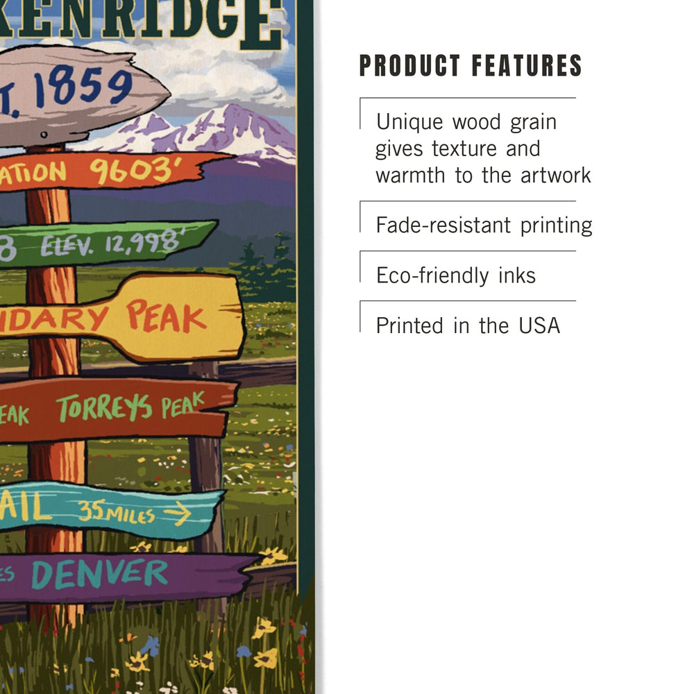 Breckenridge, Colorado, Destination Signpost, Lantern Press Artwork, Wood Signs and Postcards Wood Lantern Press 
