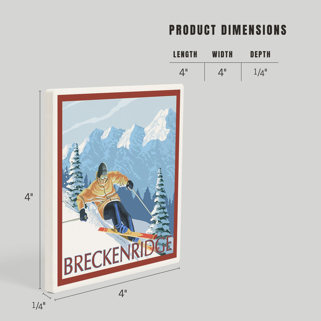 Breckenridge, Colorado, Downhill Skier, Coasters Coasters Lantern Press 