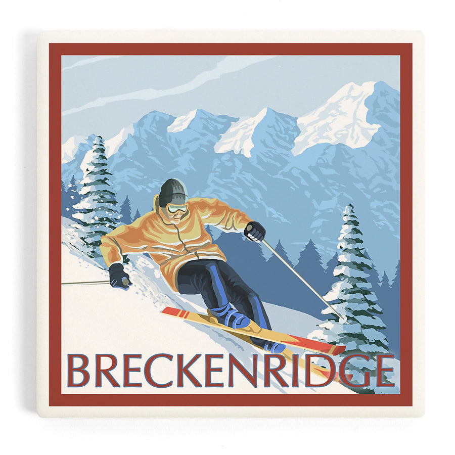 Breckenridge, Colorado, Downhill Skier, Coasters Coasters Lantern Press 