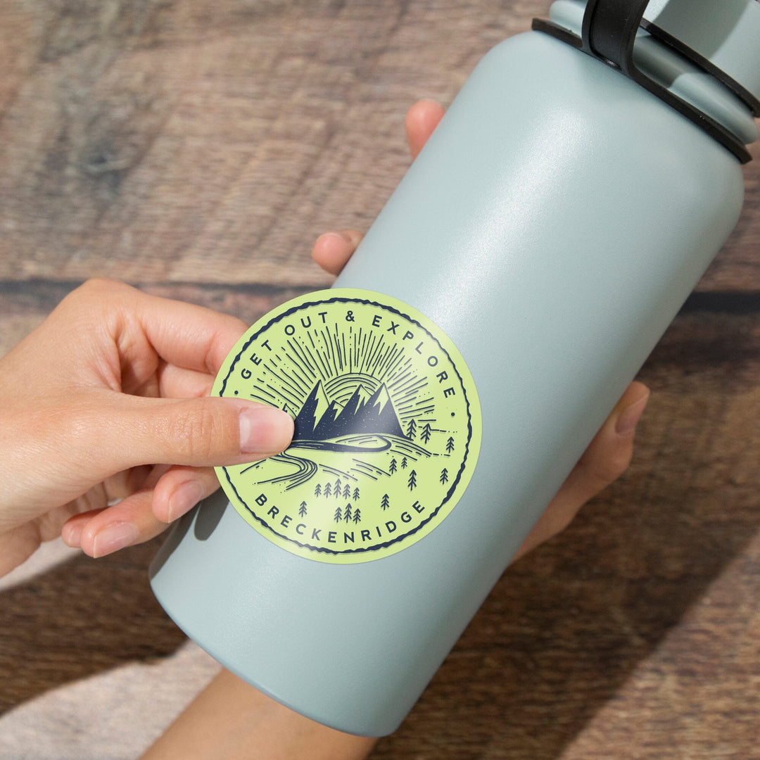 Breckenridge, Colorado, Get Out and Explore, Contour, Vinyl Sticker - Lantern Press