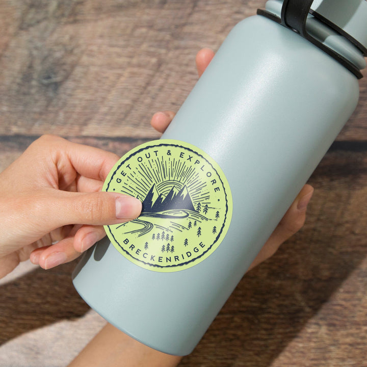 Breckenridge, Colorado, Get Out and Explore, Contour, Vinyl Sticker - Lantern Press