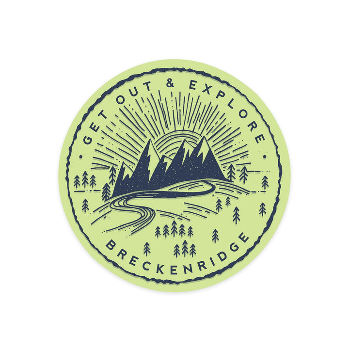 Breckenridge, Colorado, Get Out and Explore, Contour, Vinyl Sticker - Lantern Press