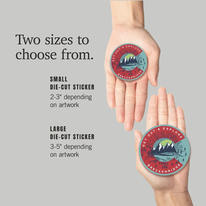Breckenridge, Colorado, Get Out & Explore, Colorado C, Contour, Lantern Press Artwork, Vinyl Sticker - Lantern Press