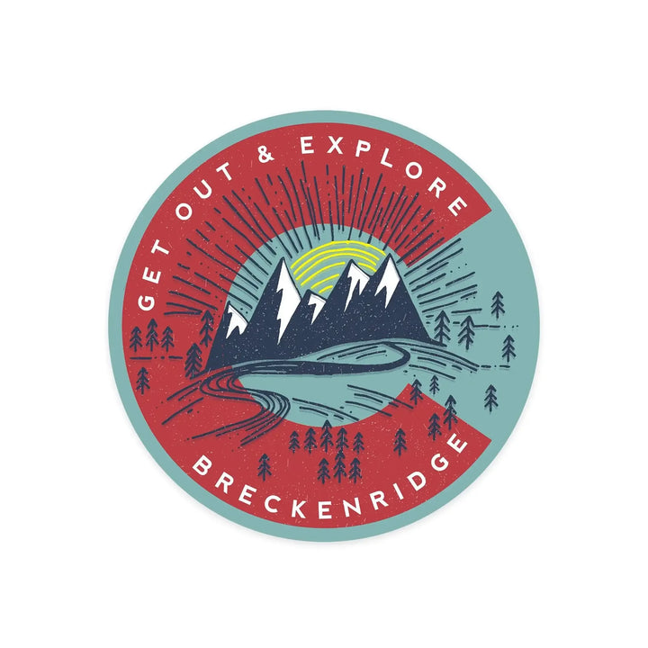 Breckenridge, Colorado, Get Out & Explore, Colorado C, Contour, Lantern Press Artwork, Vinyl Sticker - Lantern Press