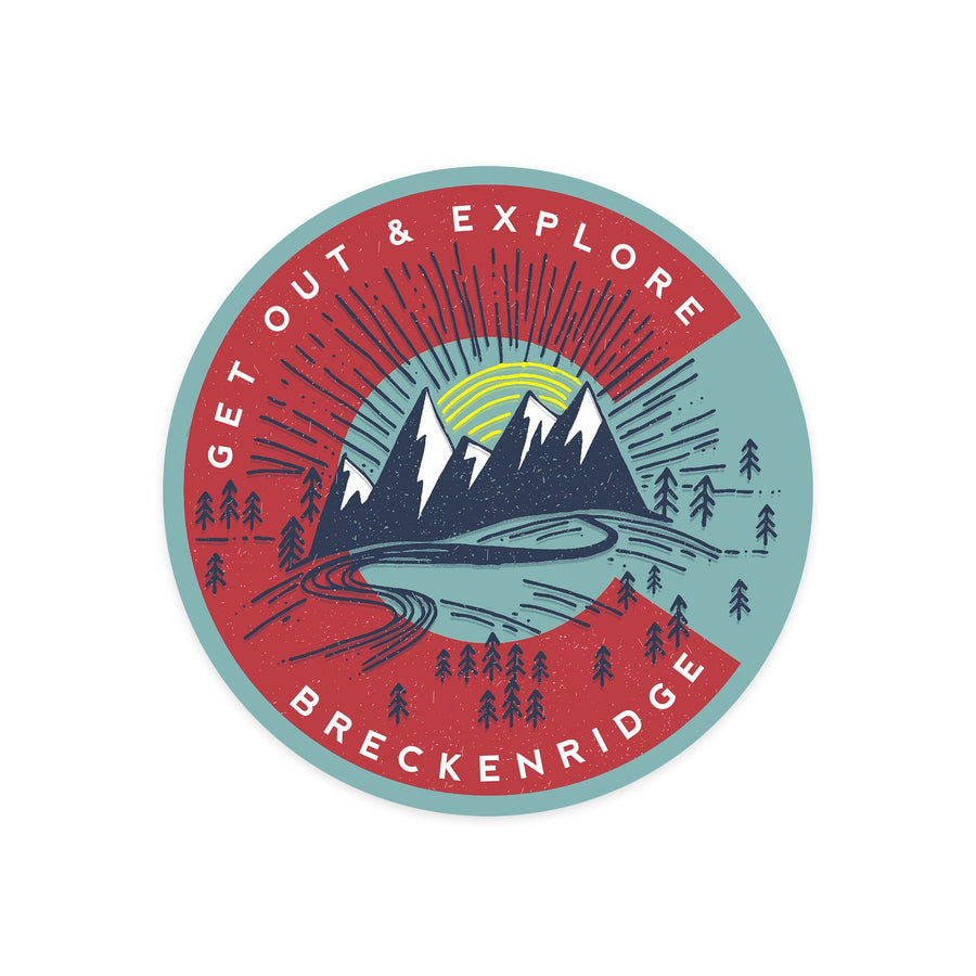 Breckenridge, Colorado, Get Out & Explore, Colorado C, Contour, Lantern Press Artwork, Vinyl Sticker Sticker Lantern Press 