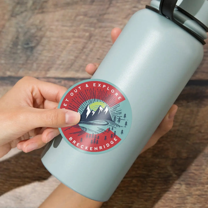 Breckenridge, Colorado, Get Out & Explore, Colorado C, Contour, Lantern Press Artwork, Vinyl Sticker - Lantern Press