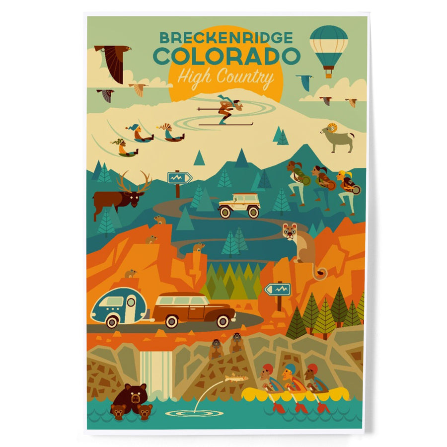 Breckenridge, Colorado, High Country, Mountain Geometric, Art & Giclee Prints Art Lantern Press 
