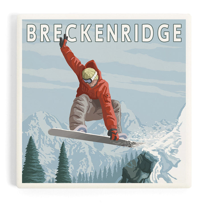 Breckenridge, Colorado, Jumping Snowboarder, Coasters Coasters Lantern Press 