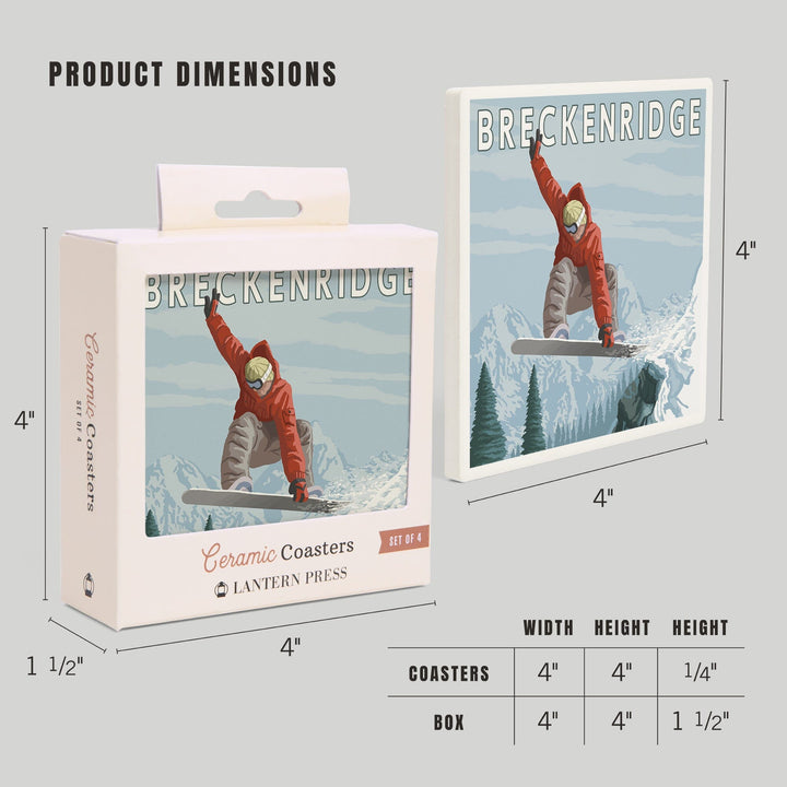 Breckenridge, Colorado, Jumping Snowboarder, Coasters Coasters Lantern Press 