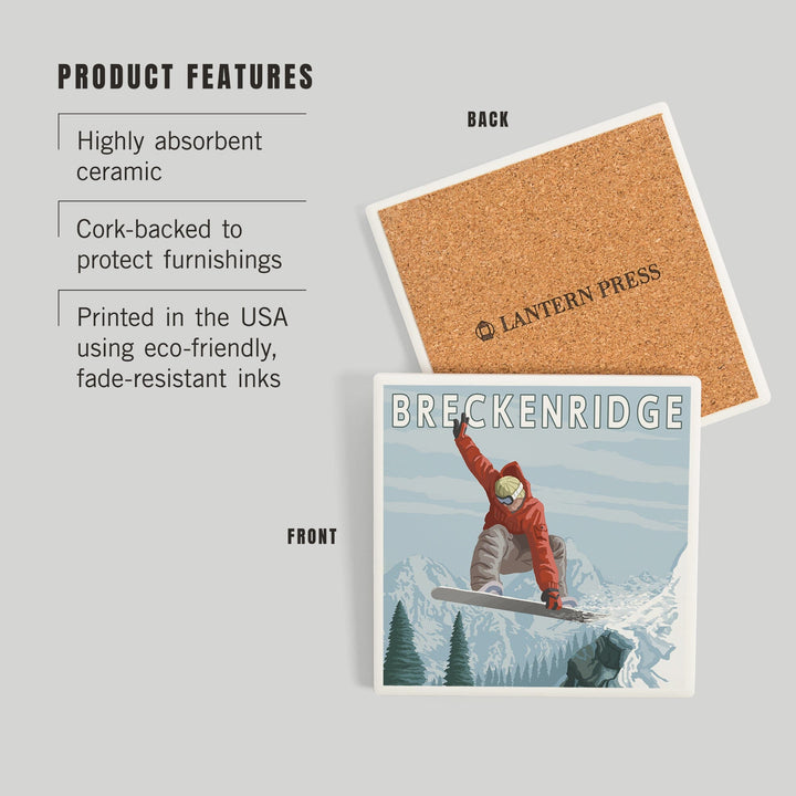Breckenridge, Colorado, Jumping Snowboarder, Coasters Coasters Lantern Press 