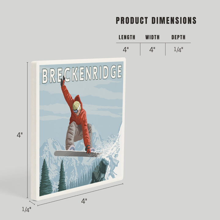 Breckenridge, Colorado, Jumping Snowboarder, Coasters Coasters Lantern Press 