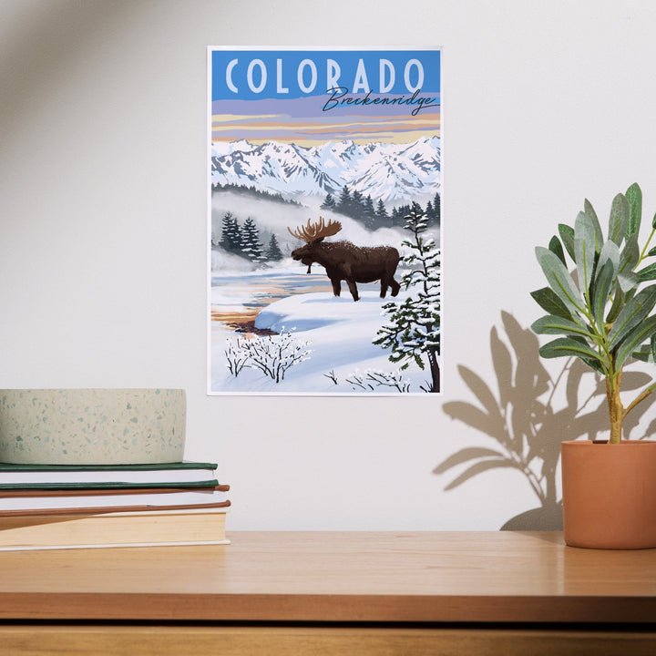 Breckenridge, Colorado, Moose, Winter Scene, Art & Giclee Prints Art Lantern Press 