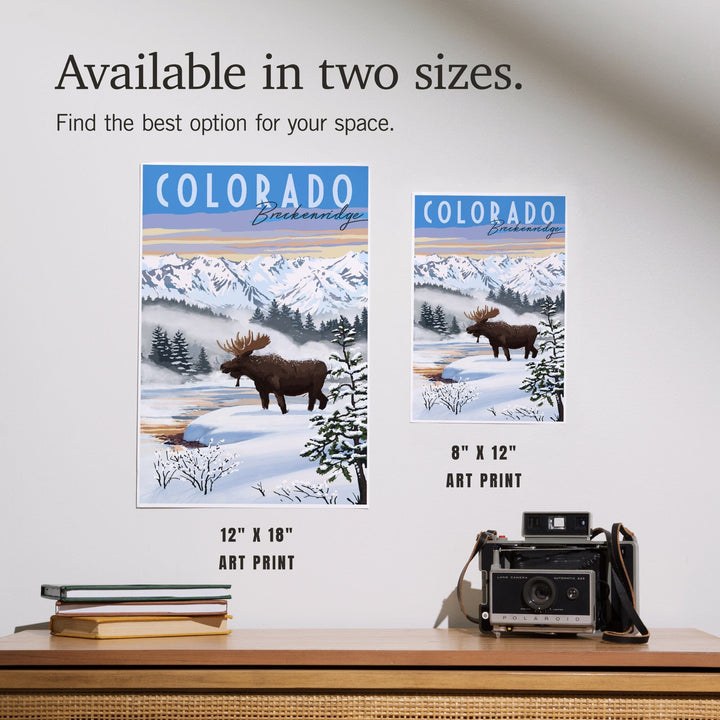Breckenridge, Colorado, Moose, Winter Scene, Art & Giclee Prints Art Lantern Press 