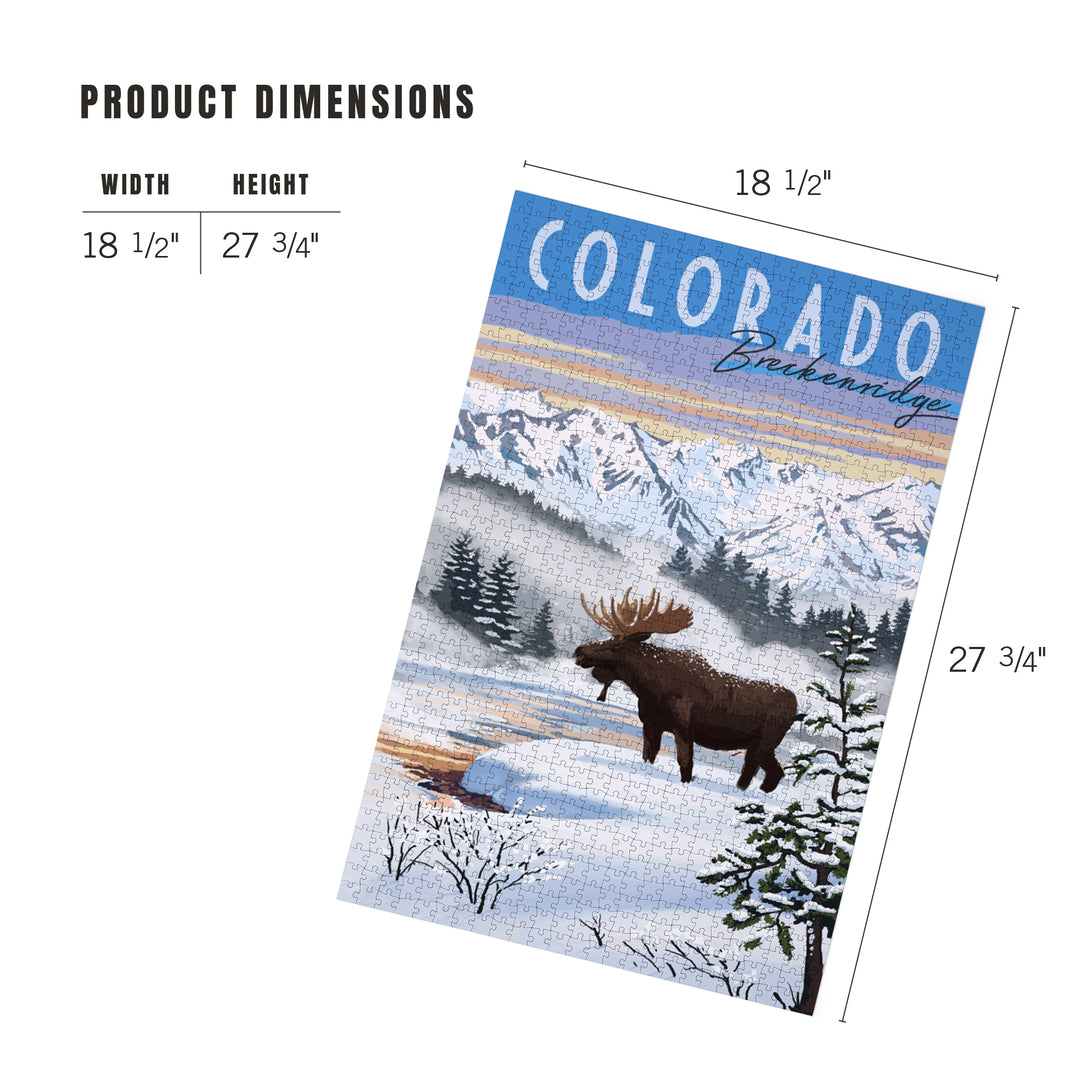 Breckenridge, Colorado, Moose, Winter Scene, Jigsaw Puzzle Puzzle Lantern Press 