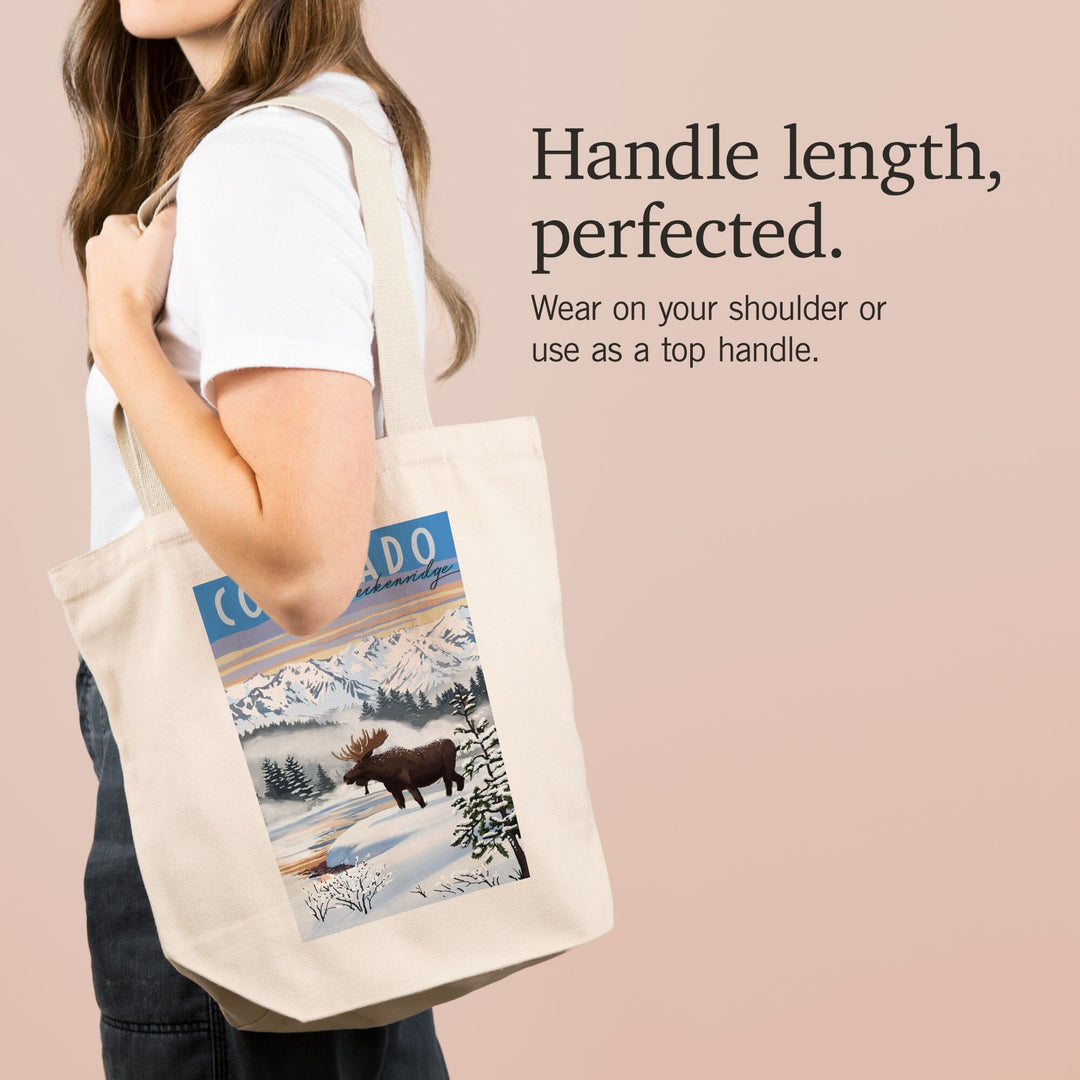 Breckenridge, Colorado, Moose, Winter Scene, Tote Bag Totes Lantern Press 