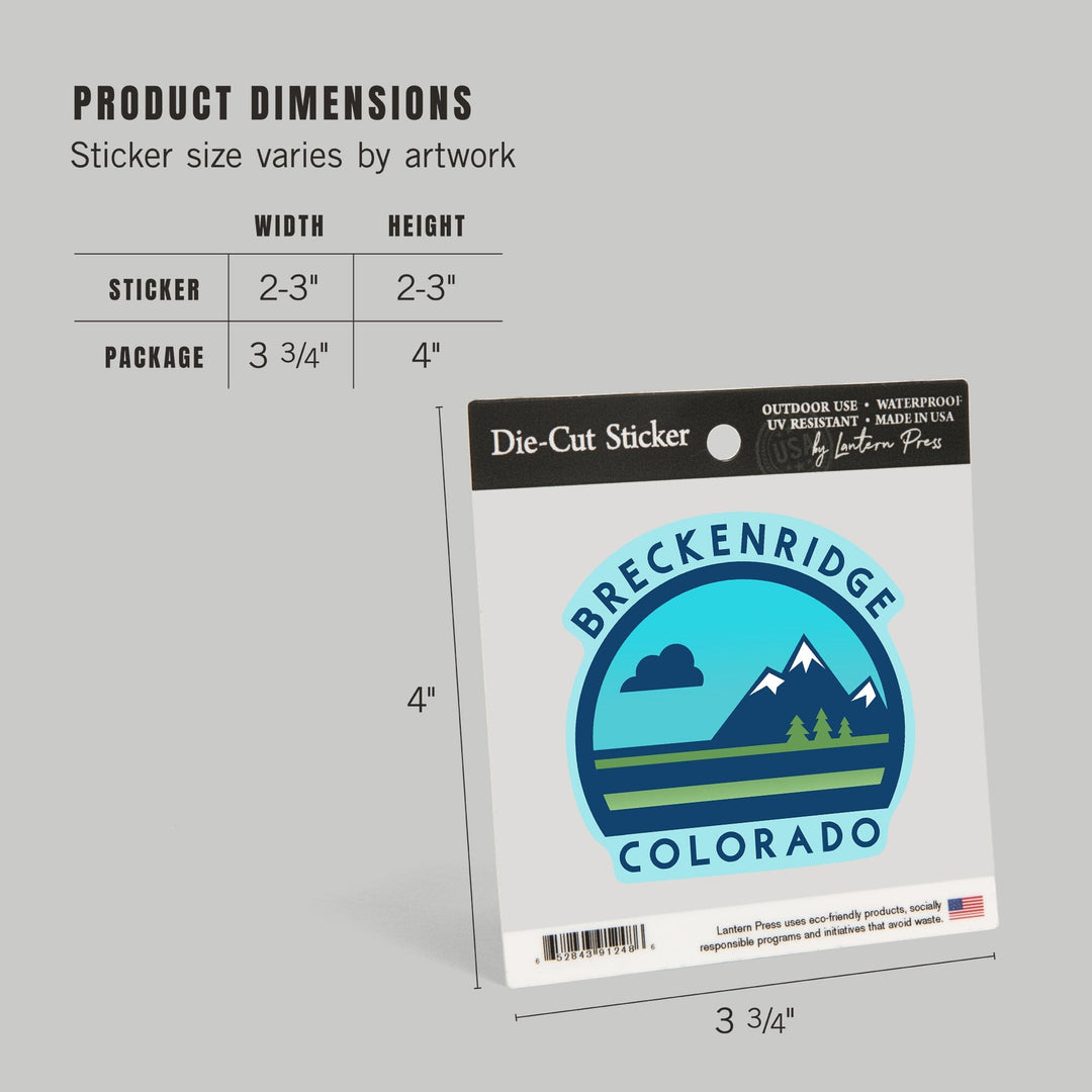Breckenridge, Colorado, Mountain Contour, Lantern Press Artwork, Vinyl Sticker Sticker Lantern Press 