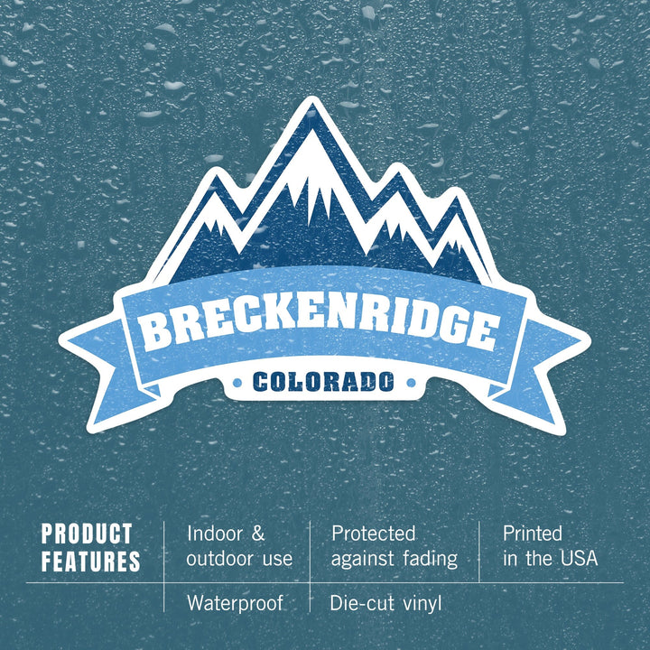 Breckenridge, Colorado, Mountain, Contour, Vinyl Sticker Sticker Lantern Press 