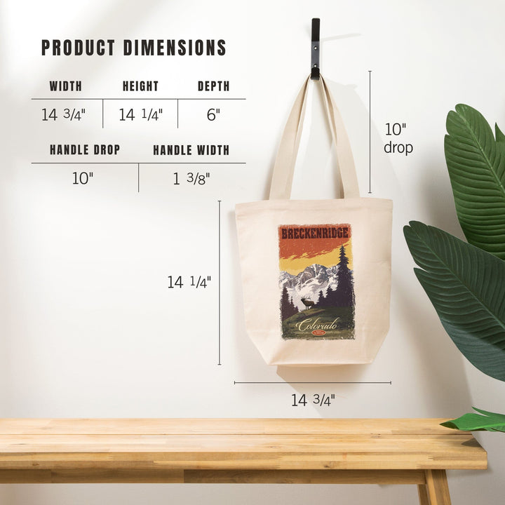 Breckenridge, Colorado, Mountain, Trees, and Elk, Tote Bag Totes Lantern Press 