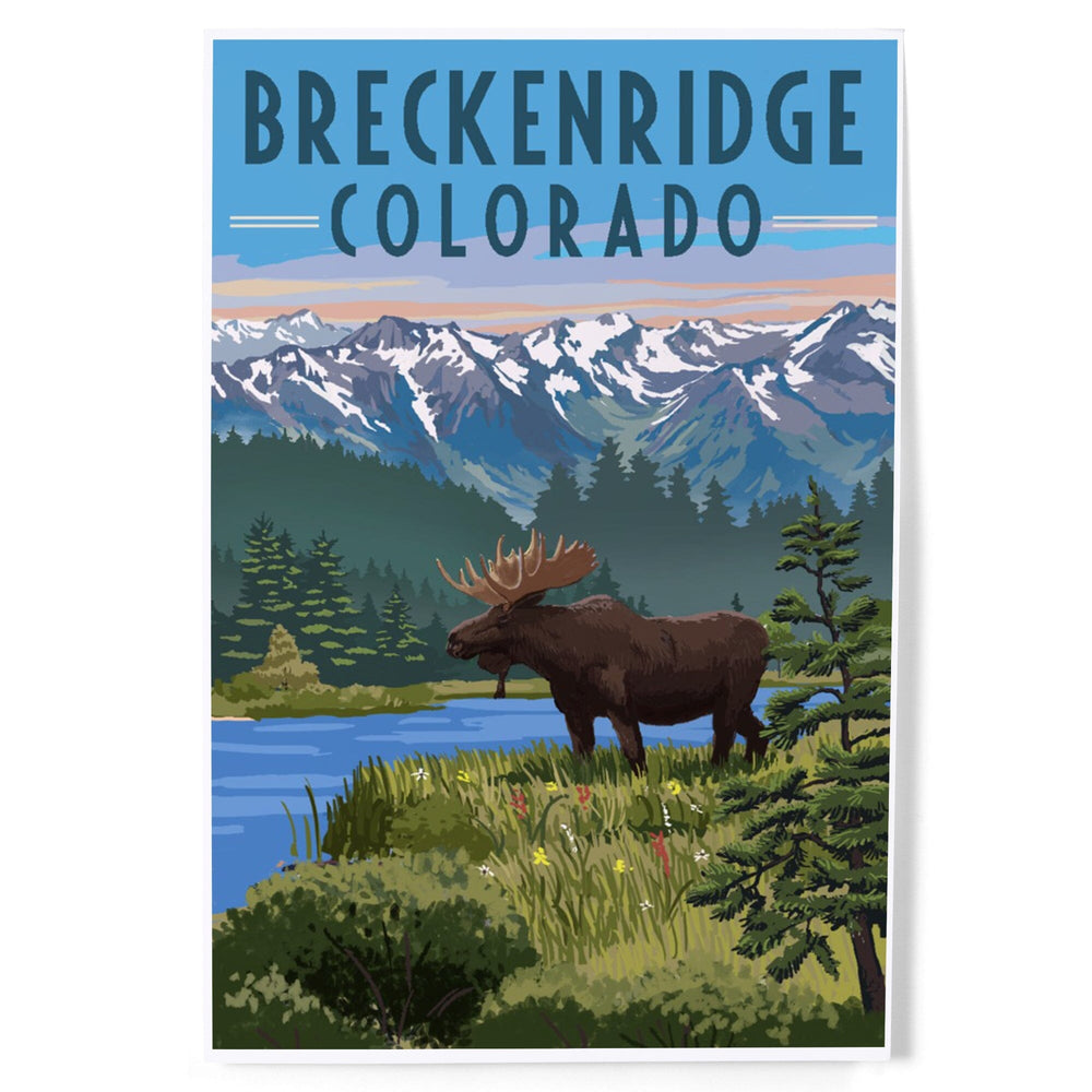 Breckenridge, Colorado, Painterly Series, Moose, Summer Scene, Art & Giclee Prints Art Lantern Press 8 x 12 Art Print 