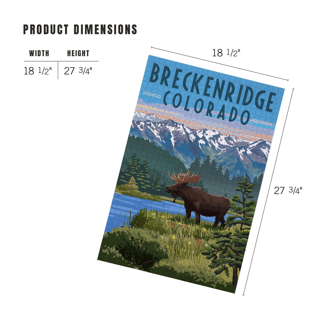 Breckenridge, Colorado, Painterly Series, Moose, Summer Scene, Jigsaw Puzzle Puzzle Lantern Press 