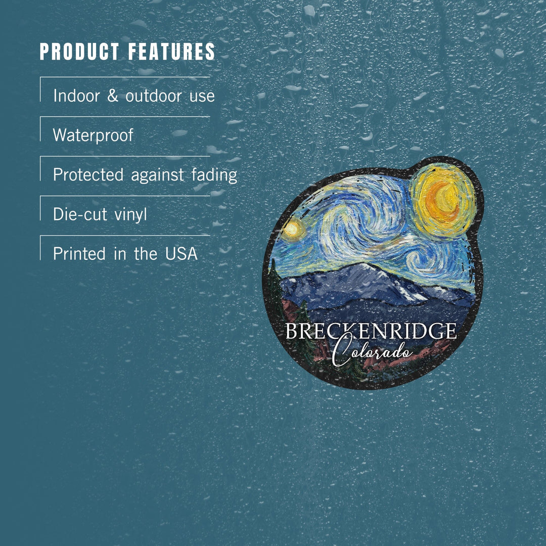 Breckenridge, Colorado, Pikes Peak, Starry Night, Contour, Vinyl Sticker Sticker Lantern Press 