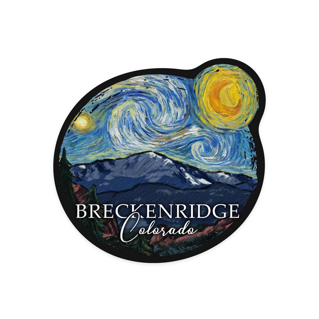 Breckenridge, Colorado, Pikes Peak, Starry Night, Contour, Vinyl Sticker Sticker Lantern Press 