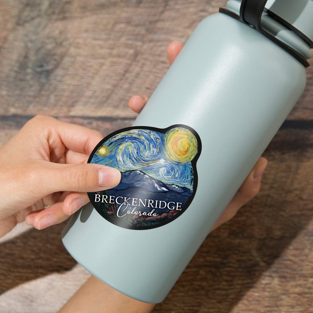 Breckenridge, Colorado, Pikes Peak, Starry Night, Contour, Vinyl Sticker Sticker Lantern Press 