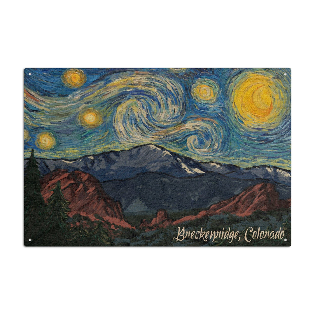 Breckenridge, Colorado, Pikes Peak, Starry Night, Lantern Press Artwork, Wood Signs and Postcards Wood Lantern Press 10 x 15 Wood Sign 