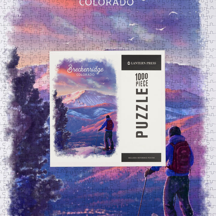 Breckenridge, Colorado, Purple Skies, Ski View, Watercolor Study, Jigsaw Puzzle Puzzle Lantern Press 