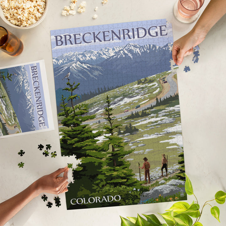 Breckenridge, Colorado, Road and Hikers, Jigsaw Puzzle Puzzle Lantern Press 