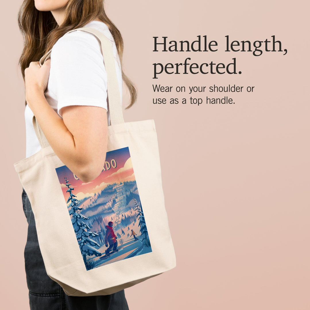 Breckenridge, Colorado, Shred the Gnar, Snowboarding, Tote Bag Totes Lantern Press 