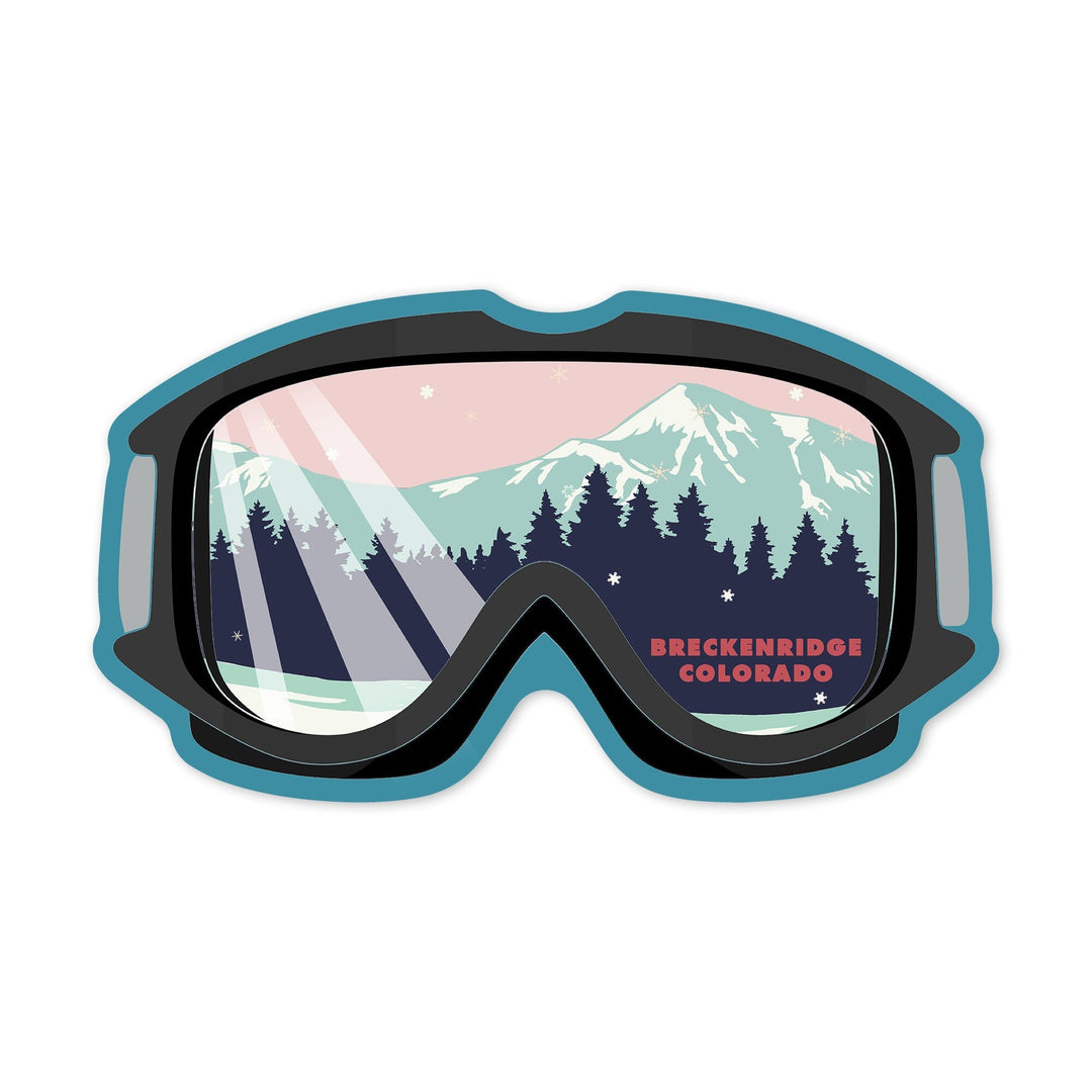 Breckenridge, Colorado, Ski Goggles, Mountain Life, Contour, Vinyl Sticker - Lantern Press