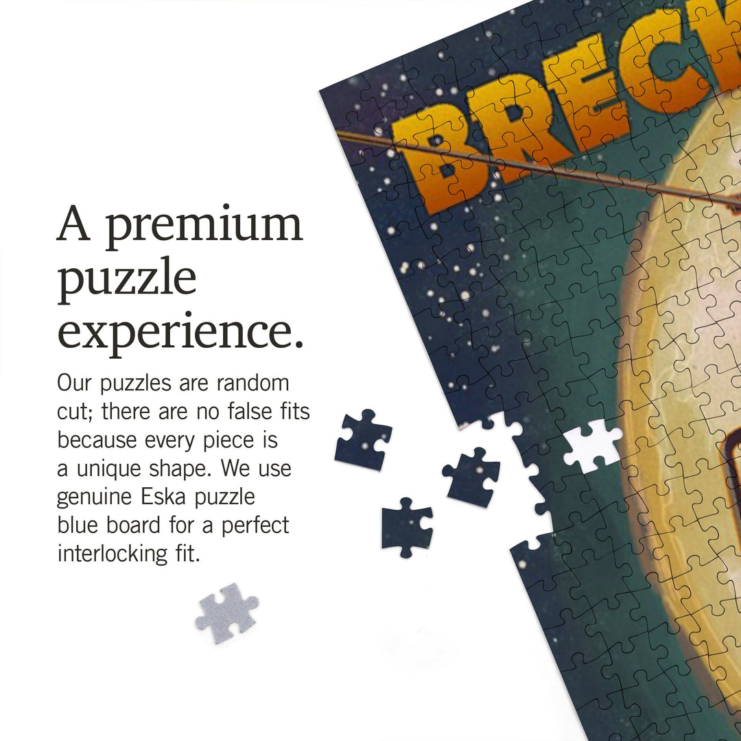 Breckenridge, Colorado, Ski Lift and Full Moon with Snowboarder, Jigsaw Puzzle Puzzle Lantern Press 