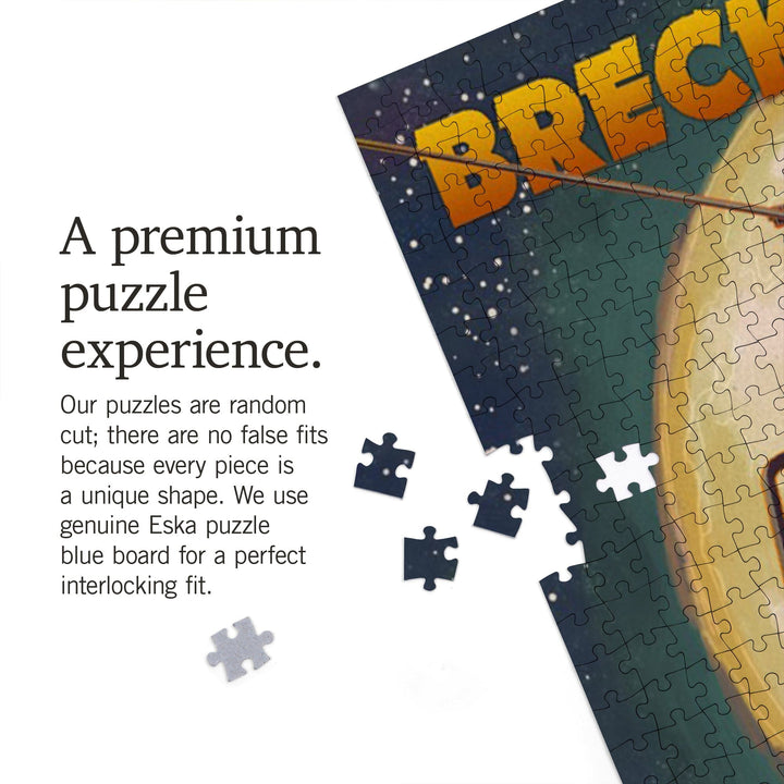 Breckenridge, Colorado, Ski Lift and Full Moon with Snowboarder, Jigsaw Puzzle Puzzle Lantern Press 