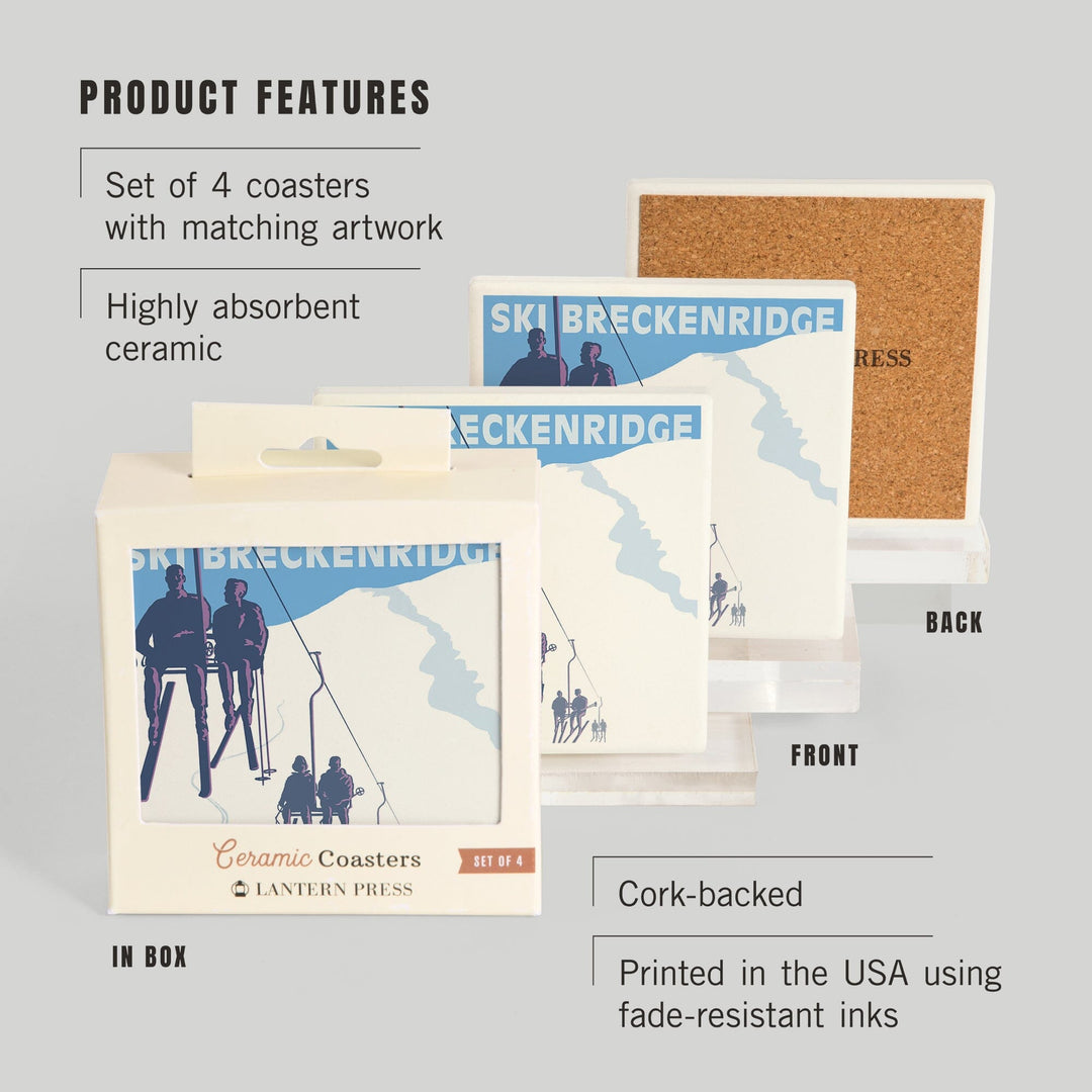 Breckenridge, Colorado, Ski Lift, Coasters Coasters Lantern Press 