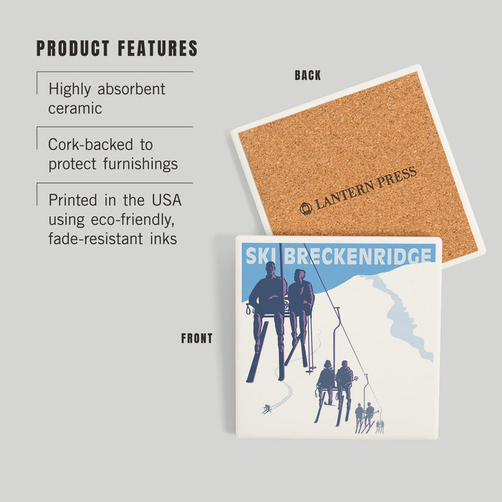 Breckenridge, Colorado, Ski Lift, Coasters Coasters Lantern Press 