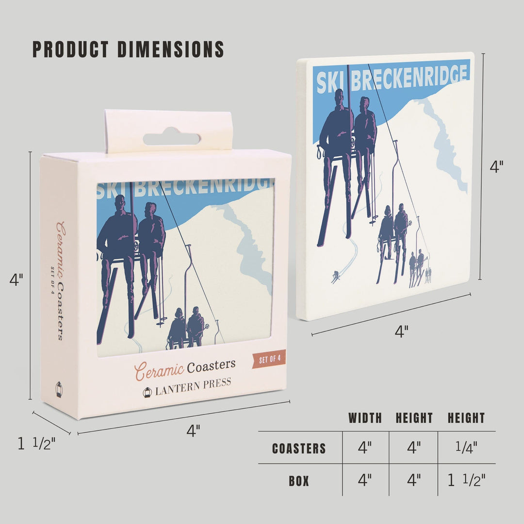 Breckenridge, Colorado, Ski Lift, Coasters Coasters Lantern Press 