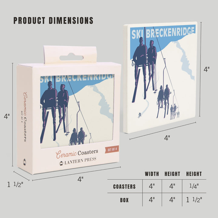 Breckenridge, Colorado, Ski Lift, Coasters Coasters Lantern Press 