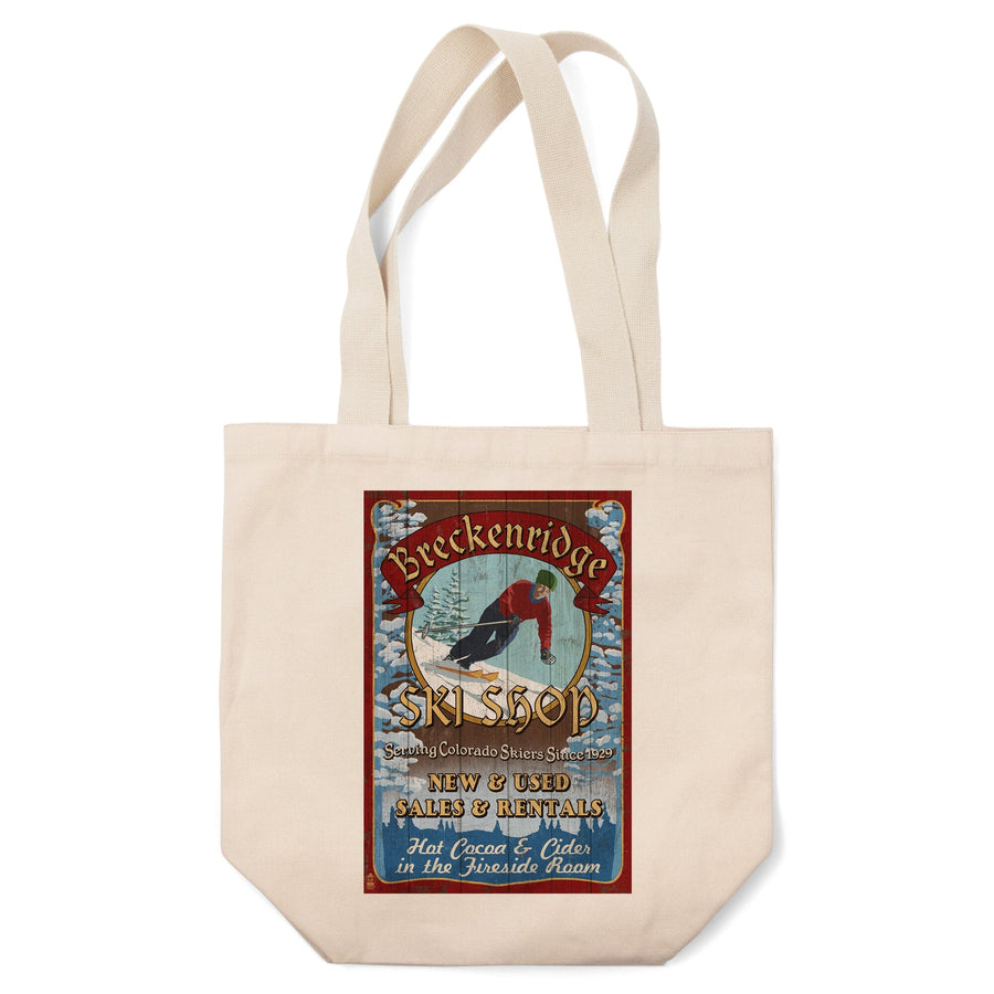 Breckenridge, Colorado, Ski Shop Vintage Sign, Tote Bag Totes Lantern Press 
