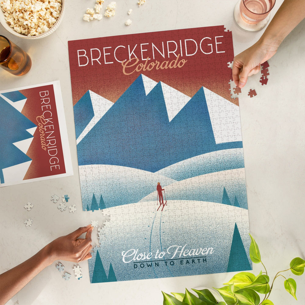 Breckenridge, Colorado, Skier In the Mountains, Litho, Jigsaw Puzzle Puzzle Lantern Press 