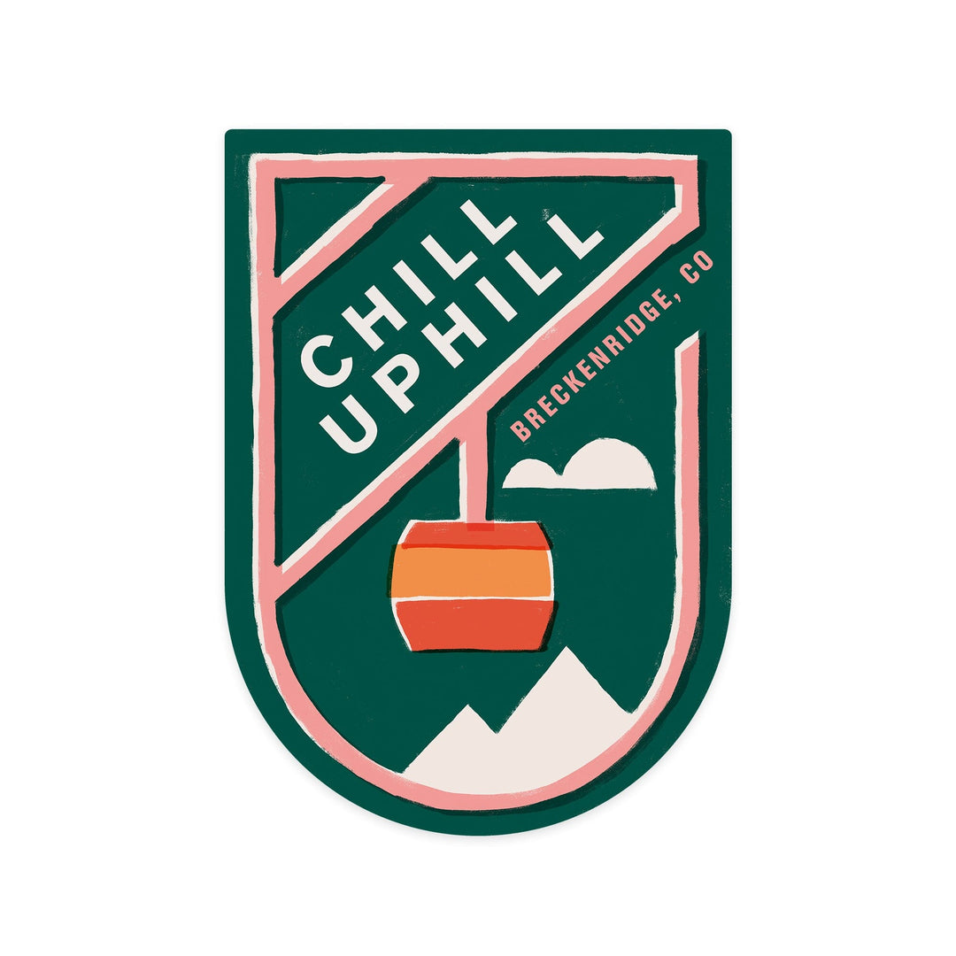 Breckenridge, Colorado, Snow Patrol Series, Chill Uphill, Contour, Vinyl Sticker Sticker Lantern Press 