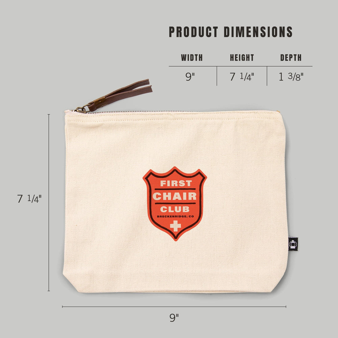 Breckenridge, Colorado, Snow Patrol Series, First Chair Club,, Organic Cotton Zipper Pouch, Go Bag Totes Lantern Press 